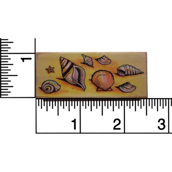 Shell Border Rubber Stamp Wood Block Nautical By All Night Media - Picture 3 of 5